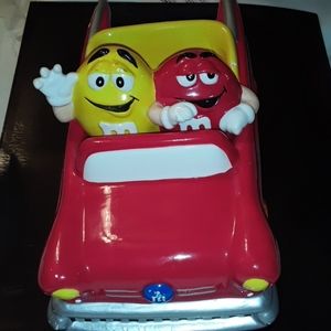 M&M's M&M Hot Rod Car Candy Dish Red Auto Yellow G